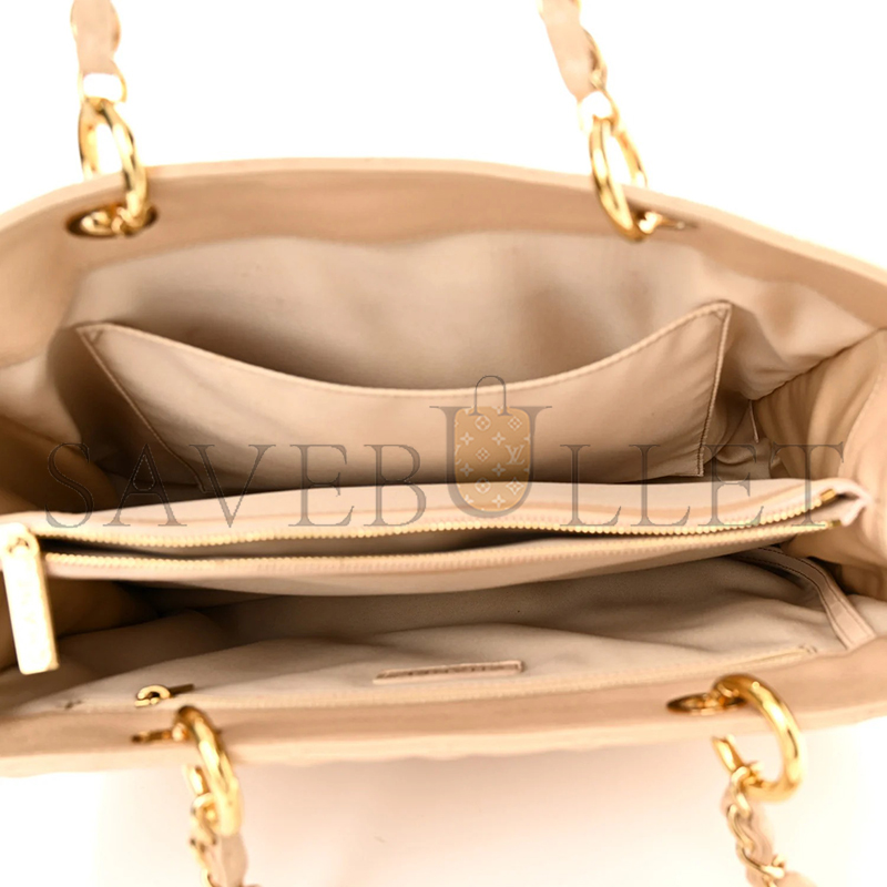 Ch**el caviar quilted grand shopping tote beige (34*24*13cm)